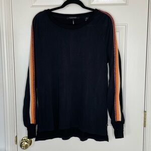 Scotch & Soda La Bohemienne Side Stripe long sleeve cotton black orange Top | M